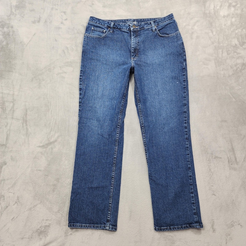 Lee Jeans Womens 18 Blue High Rise Relaxed Straight Stretch Medium Wash